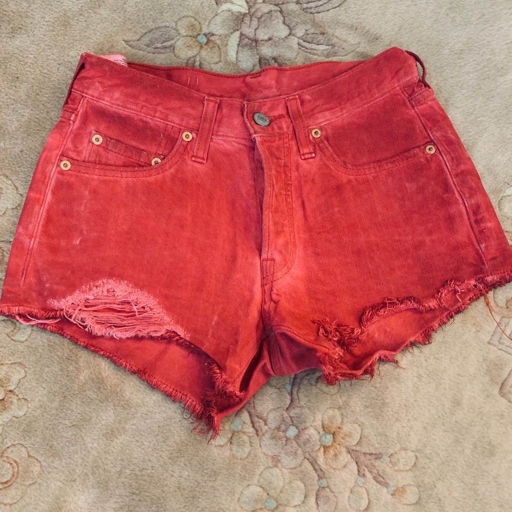 Fire RED 501 Levi's High Waisted Shorts Size 2